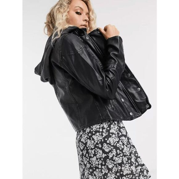 NEW WE THE FREE by Free People Women’s Small New Dawn Vegan Faux Leather Black M - Picture 7 of 9